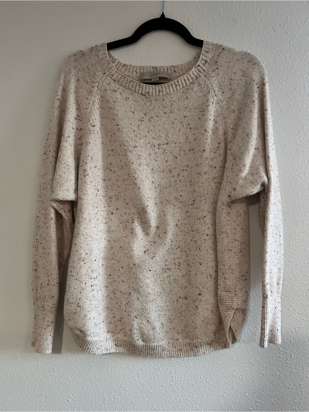 LOFT Cream Flecked Crewneck Sweater